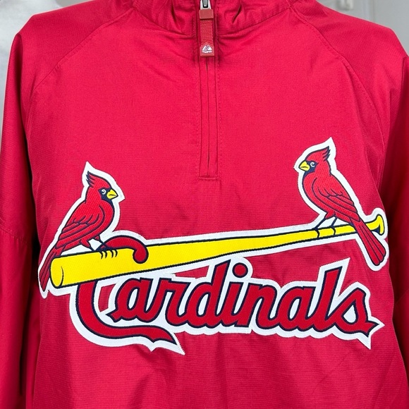 Majestic St. Louis Cardinals Jacket 1/4 Zip Pullover MLB Windbreaker - Picture 2 of 12
